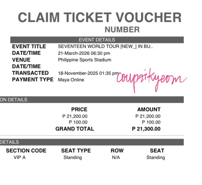 wts lfb seventeen new_ bulacan 3/21

♡ 1 vip a ticket
♡ carat pre-sale ts 1:35pm
♡ not srp (ticket price + tpa fee) but negotiable

still unclaimed; can claim together at sm marikina/sm north edsa! pls dm me if interested ☺︎

please help rt, tysm~~ 🥹