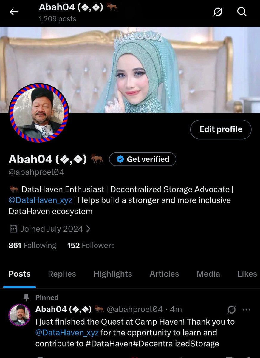 abahproel04's tweet image. My X profile has been power-up! I have updated my profile photo, banner, bio and embedded tweet to better represent myself as a DataHaven Enthusiast. Thank you @DataHaven_xyz for the opportunity to learn and contribute to #DataHave #DecentralizedStorage