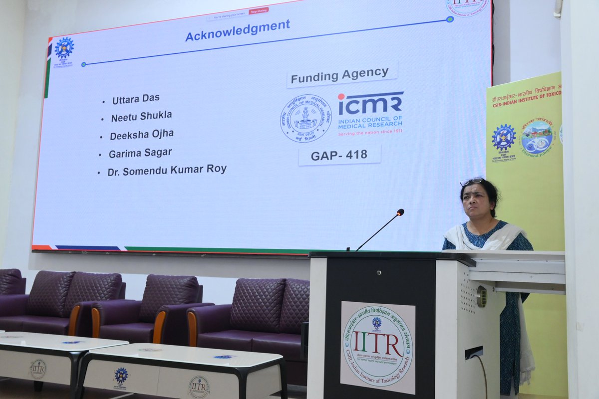 CSIR_IITR's tweet image. Dr Sanghamitra Bandyopadhyay, Chief Scientist, @CSIR_IITR , delivered the Seminar lecture under #weeklyseminar #lecture #IITR #series on the topic “Bisphenol S and Bisphenol F as Molecular Triggers of Neurodegeneration: Disrupting Endocrine and Neuronal Signaling in the Brain”