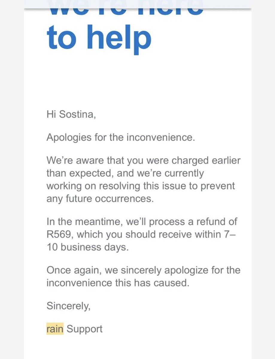 sostina's tweet photo. @rainSouthAfrica double charged me in February 2025 and promised to refund me and hasnt done so till now. I do follow up every month and they say they have escalated the issue with no response https://t.co/Px3ERdq2Ss