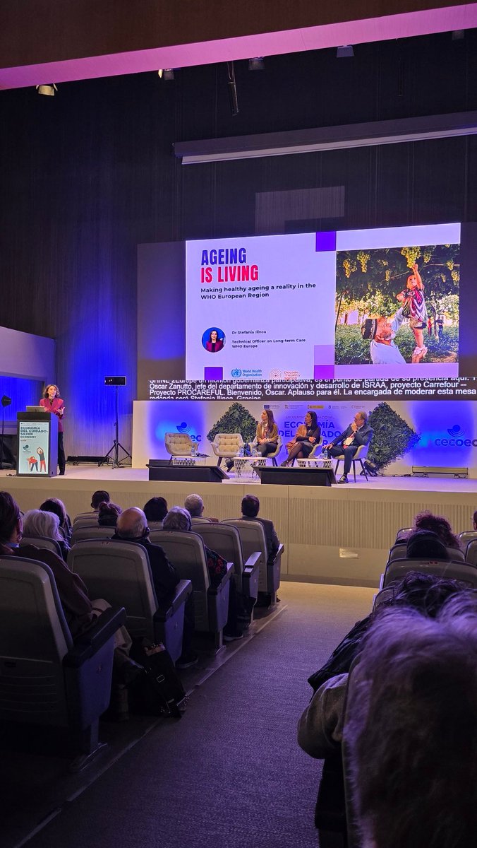 adepasorg's tweet photo. Encuentro Internacional Economía del Cuidado y Silver Economy.  Gijon.
Stefania Ilinca. WHO Regional Office for Europe/ Organización Mundial de la Salud.
"Envejecer es vivir"
Cómo hacer del envejecimiento saludable una realidad.
@CECOEC_ 
#SinRecursosNoHayCuidados https://t.co/P5T6iBZJlg