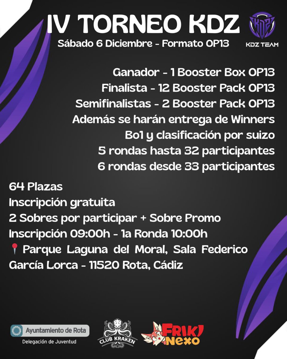 Gente ‼️
Torneo totalmente GRATUITO, que dan 2 sobres por participar + muchos premios al top! Organizado por mi equipo <a href="/KDZTCG/">KDZ TCG</a> !! Si os pilla bien, no dudéis en ir!! Apuntaros solo si vais a ir please! 

app.ludoya.com/meetups/425b73…