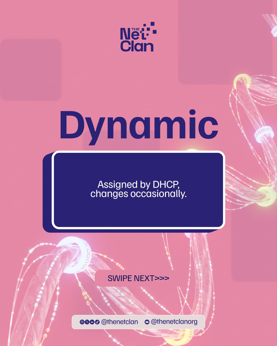 thenetclan's tweet image. Your IP address may change... unless it’s static. 
Here’s what that means.
#LiNE #netclan #networkengineering #engineering #static #dynamic