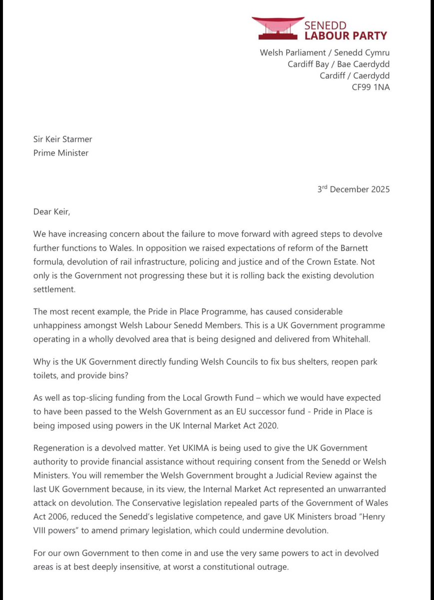 WillHayCardiff's tweet image. BREAKING NEWS

Over a third of Welsh Labour Senedd Members have written to Keir Starmer to stop undermining devolution.

They say: 

&quot;If this was being done by a Tory Government, we would be calling for a judicial review. This must never happen again.&quot;

Adding:

&quot;Wales needs and…