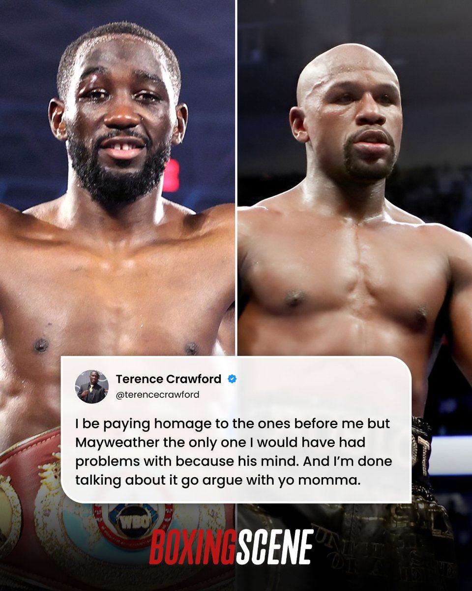 boxingscene's tweet image. “If Mayweather is the only one he thinks would trouble him… drop the name of the legend you think beats him easily.” 

#boxing #crawford