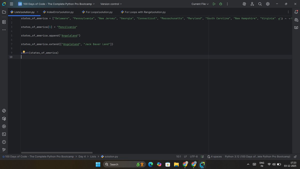 vinod_jarali15's tweet image. Daily learning🎯

Day 2 -&amp;gt;  lists, Loops, Index error etc #CodingJourney #Python 

Let&apos;s connect🤝&amp;amp; learn

#learningcode #100DaysOfCode #software #appbrewery @LondonAppBrewer