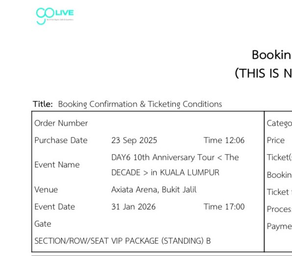 (HELP RT) WTS DAY6 THE DECADE in KL

🎫1x VIP STANDING B 
💰RM1098 (original price) 
Feel free to nego 
📌RTS: Something came up and I won’t be able to attend

For SERIOUS BUYER only 🥹
NO SCAMMER!!! 🫵🏻

DM for more details
thanks!

#DAY6inKL #TheDECADEinKL #WTSDAY6 #pasarDAY6