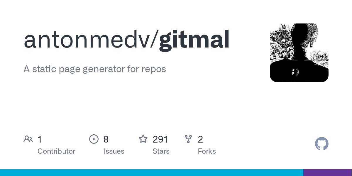 HCNGit's tweet photo. Gitmal : un générateur de pages statiques pour vos repositories git https://t.co/2W6Bp3EvWS https://t.co/sDGgEkjtPy