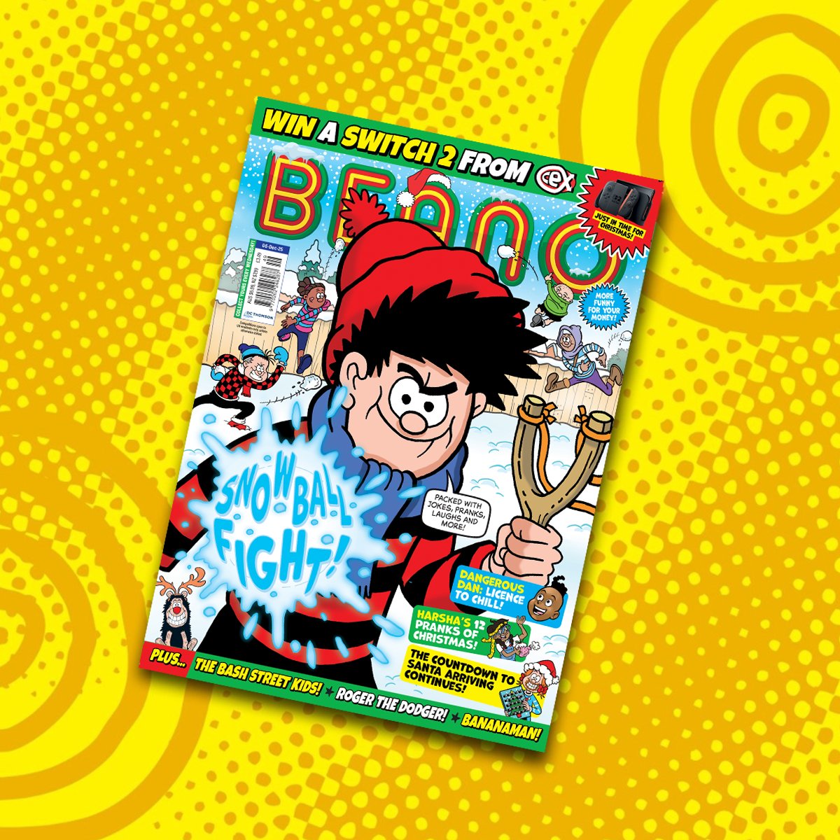 BeanoOfficial's tweet photo. It’s Beano Wednesday! 😆

This week, let’s have a snowball fight! ❄️

We have a copy to give away to one lucky follower.

To enter:
➡️= Follow us.
♻️ &amp; ❤️= RT and like this tweet.
✍️= Reply with an emoji.

Comp closes at 4pm today. T&amp;Cs link in bio. https://t.co/8yInCnyD7u