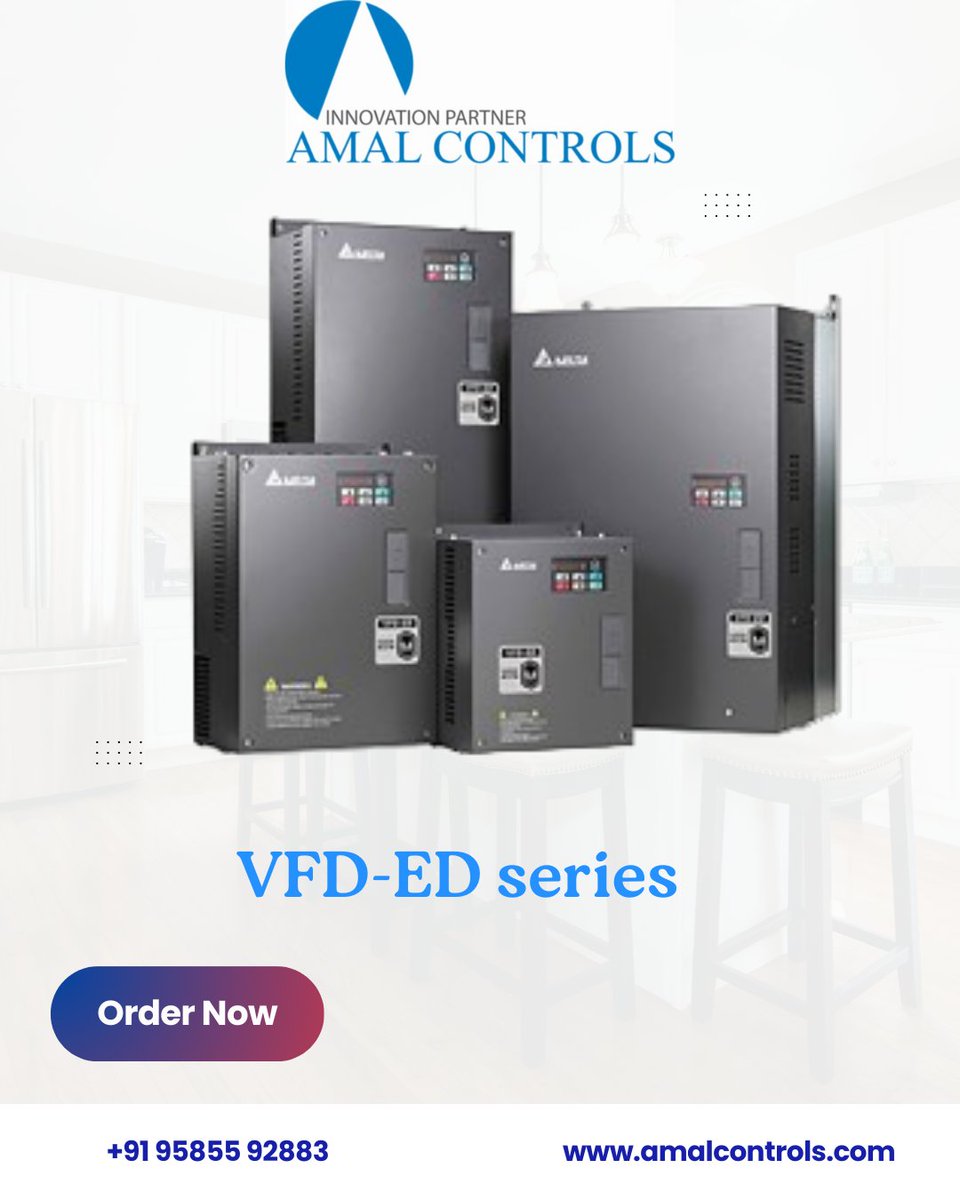 AmalControls's tweet photo. The VFD-ED Series delivers precision motor control, major energy savings, and reliable protection for pumps, fans, compressors &amp; conveyors. Smarter automation starts with smarter drives. ⚡
 #VFDEDSeries #VFDDrive #MotorControl #EnergySavingDrive #IndustrialAutomation https://t.co/8pNZkhiIKE