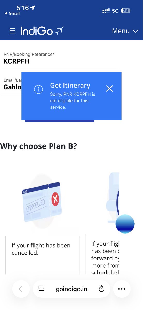 sameboatstory's tweet photo. @IndiGo6E I got a message that might flight got cancelled now I want to pick an alternate flight and not been able to why this harassment? 
None of your support systems are working. The phone is getting auto disconnected. @DGCAIndia @mohol_murlidhar please help https://t.co/BspM8UYGWE