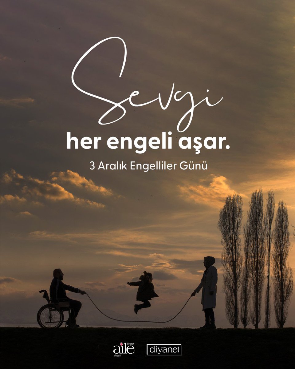 3 Aralık Dünya #EngellilerGünü

"Sosyal ve kamusal alanları engelli bireyler için erişilebilir hâle getirmek, onların ibadetlerine, eğitimlerine, sosyal hayata katılımlarına engel oluşturan tüm fiziki ve sosyal bariyerleri kaldırmak hepimizin ortak sorumluluğudur."