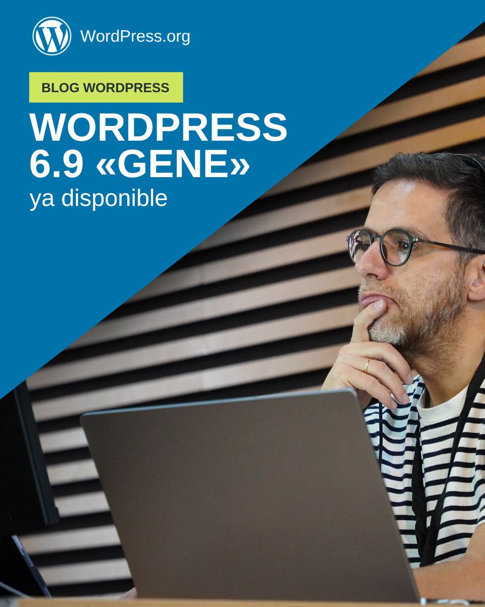 ¡Nueva entrada en el blog!
Llega WordPress 6.9 «Gene»
En esta ocasión la versión está inspirada en el legendario pianista de jazz Gene Harris, que pone el foco en la colaboración y la creatividad. 

Lee el post completo aquí: es.wordpress.org/2025/12/03/wor…
