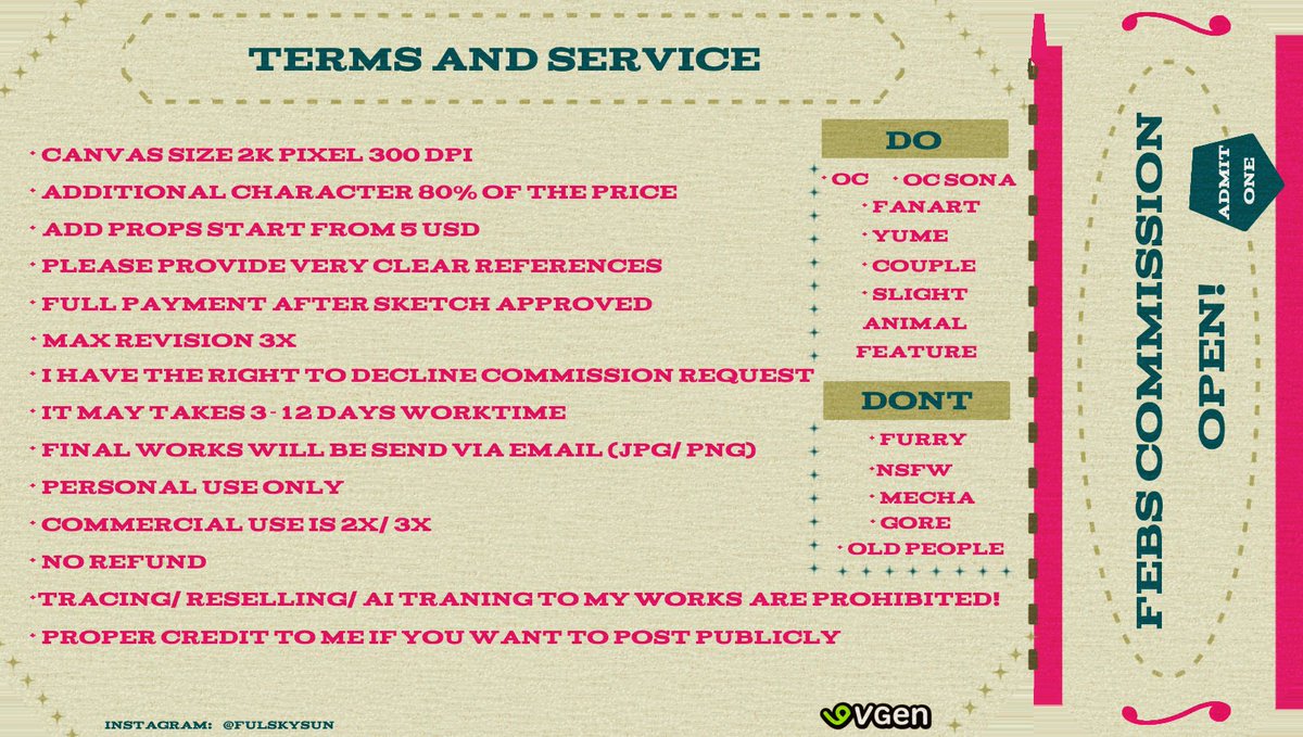 Febs. Commission Open 📌 tweet media