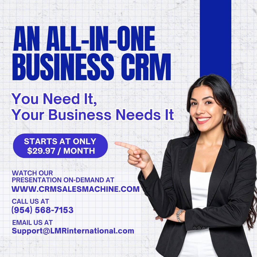 LMRINTL's tweet image. Unlock the CRM your business actually needs.
Automate your marketing, manage clients effortlessly, and scale faster—for only $29.97/mo.
👉 Watch our presentation on-demand: CRMSalesMachine.com

#CRMSalesMachine #CRM #BusinessCRM #SmallBusinessSoftware #BusinessGrowth