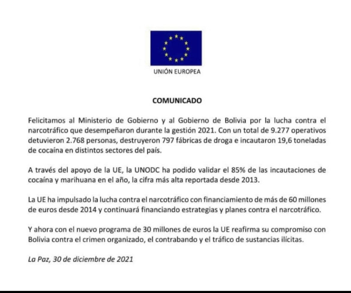 (3) Hasta que me fuí asesoré en lucha contra el narco al Ministro. Me fui habiendo logrado que la Unión Europea felicite públicamente al Ministro por sus resultados.
Jamás he negado el rol del Trópico en el narcotrafico.
Gracias por su atención 🙂.