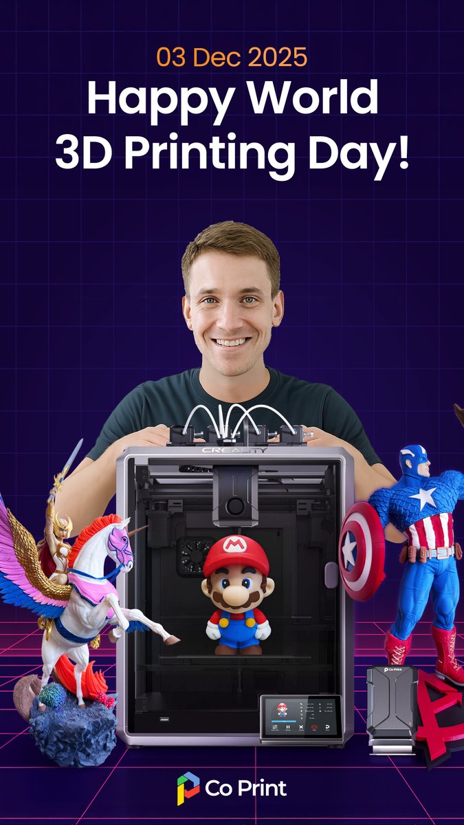 Today is December 3rd — World 3D Printing Day!
Happy 3D Printing Day to all makers, creators, and innovators around the world! Keep printing, keep creating! 🔧✨🖨️