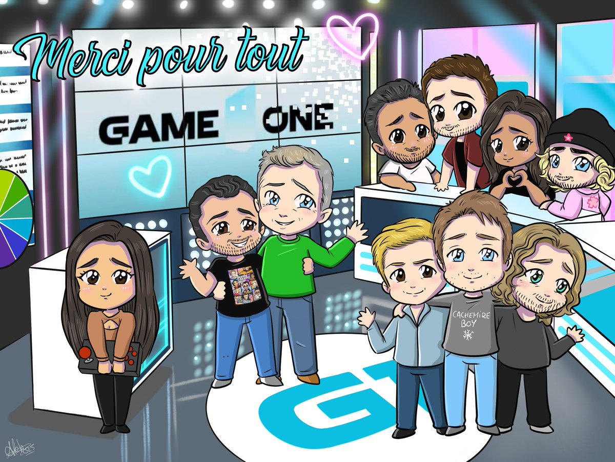 Et voici mon petit dessin en hommage à la dernière de #TEAMG1 en direct sur <a href="/gameone/">Game One</a> …🥺
Je vous aime fort, et peu importe où vous continuerez l’aventure, je serai toujours là pour vous suivre. Bon courage à toutes les équipes et Merci pour tout 🥺😭🫶🏻