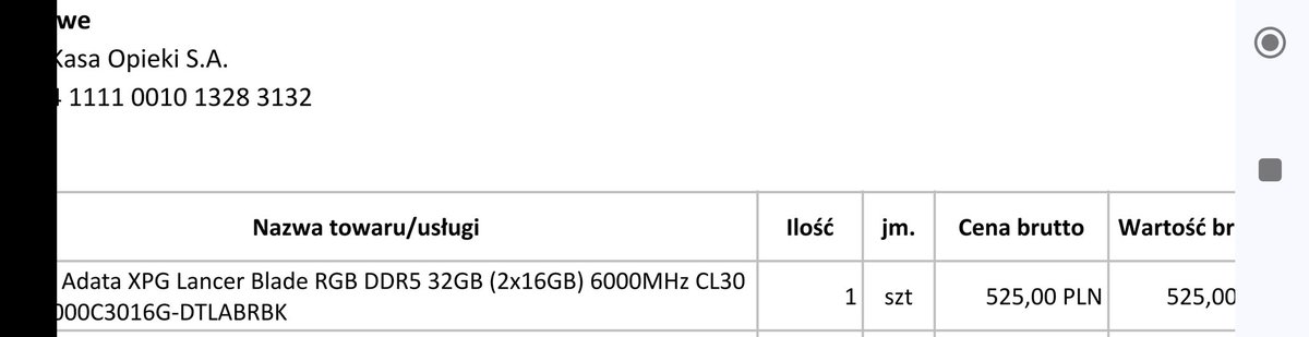 Sikorek2's tweet photo. @fanboyPL Ja składałem kompa dla siebie w sierpniu. Udało mi się upolować 32 GB CL30 za nieco ponad 500 zł. Już wtedy ceny mocno zaczęły rosnąć. Morele anulowało mi zamówienie nie mając pamięci w  cenie zakupu na stanie ale udało się gdzie indziej. Zakup z 31.07 https://t.co/04luGgUNZm