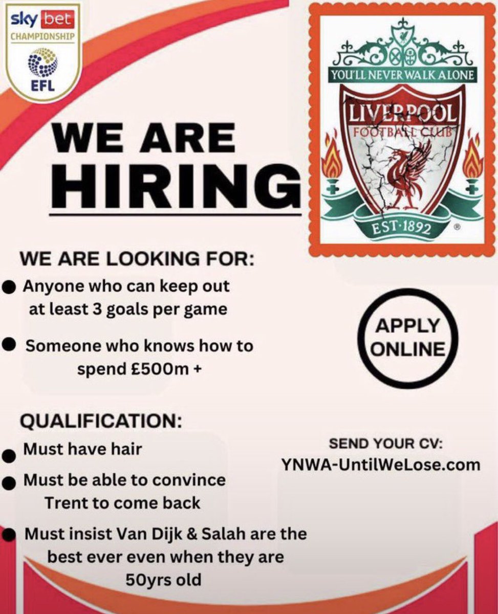 Just applied for the Liverpool job, what are you waiting for?