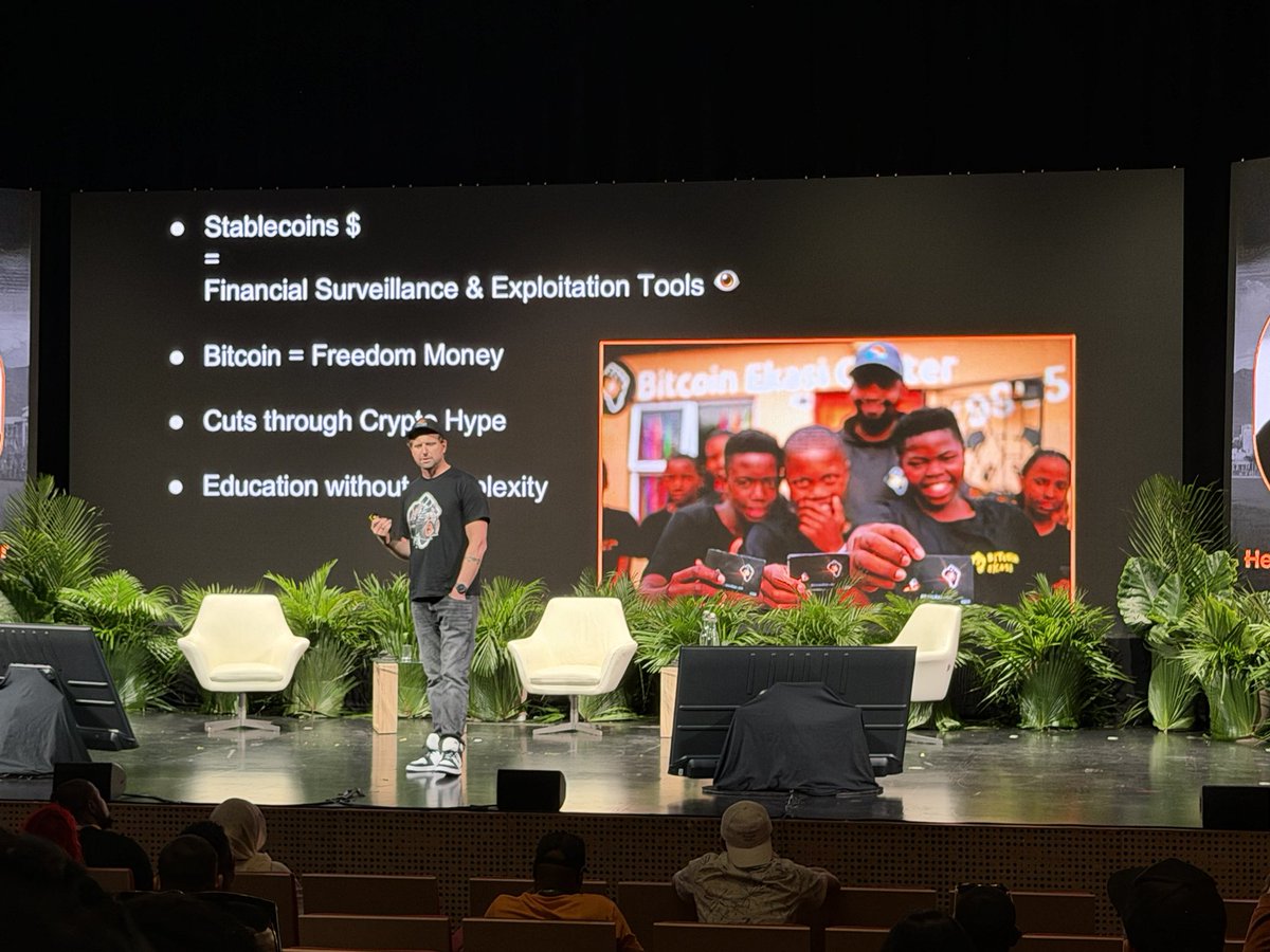 whiteafrican's tweet image. “I have yet to see a Solana Beach or an XRP Valley” 

Herman of @BitcoinEkasi at #abc2025 talking about why there are circular economies for Bitcoin, but not other cryptos.