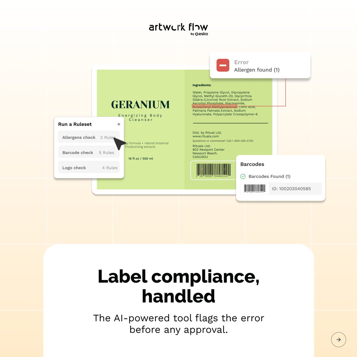 Life is easier when your artwork management process just… works.

A single version, centralized feedback, quick approvals, and AI-powered label checks that save you from expensive mistakes.

That’s your everyday reality with Artwork Flow.
👉 Book a demo: hubs.li/Q03WC4vS0