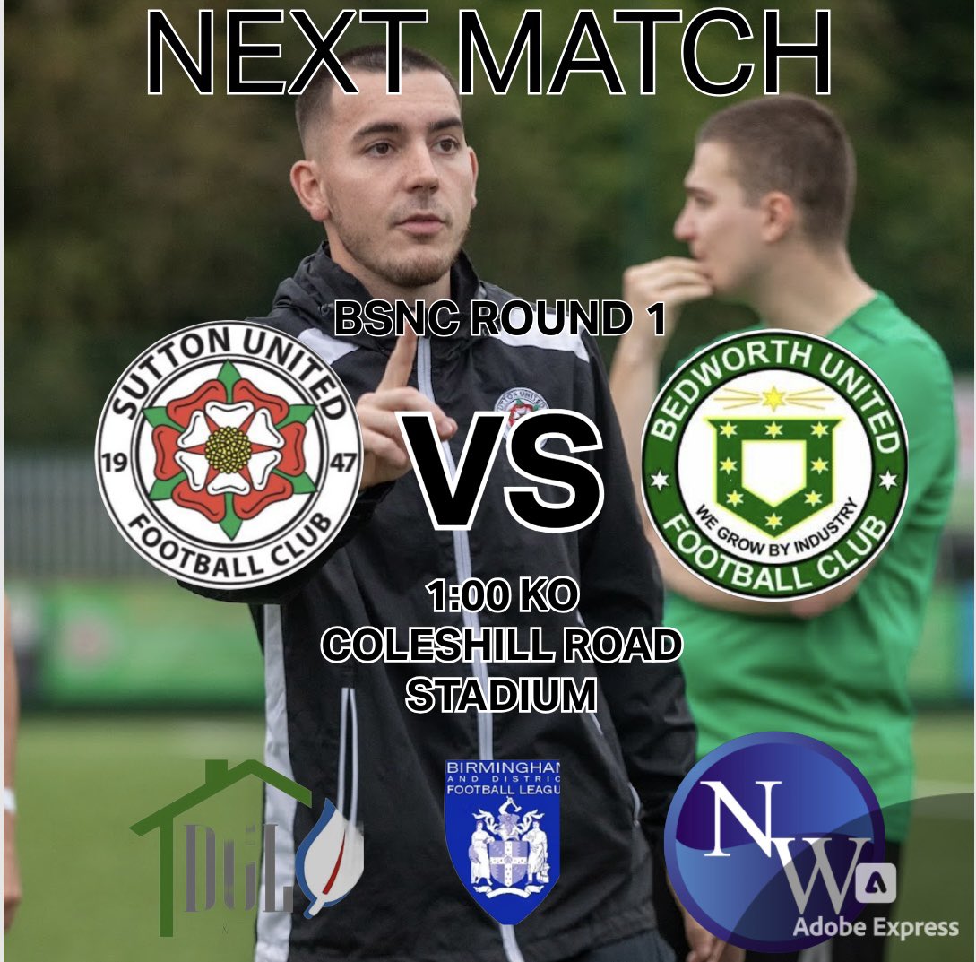 4th times the charm this week!

We return to action in the Bedworth Senior Nursing Cup as we host Bedworth United U21s

All supported appreciated in what should be a good game! UTS💚🖤