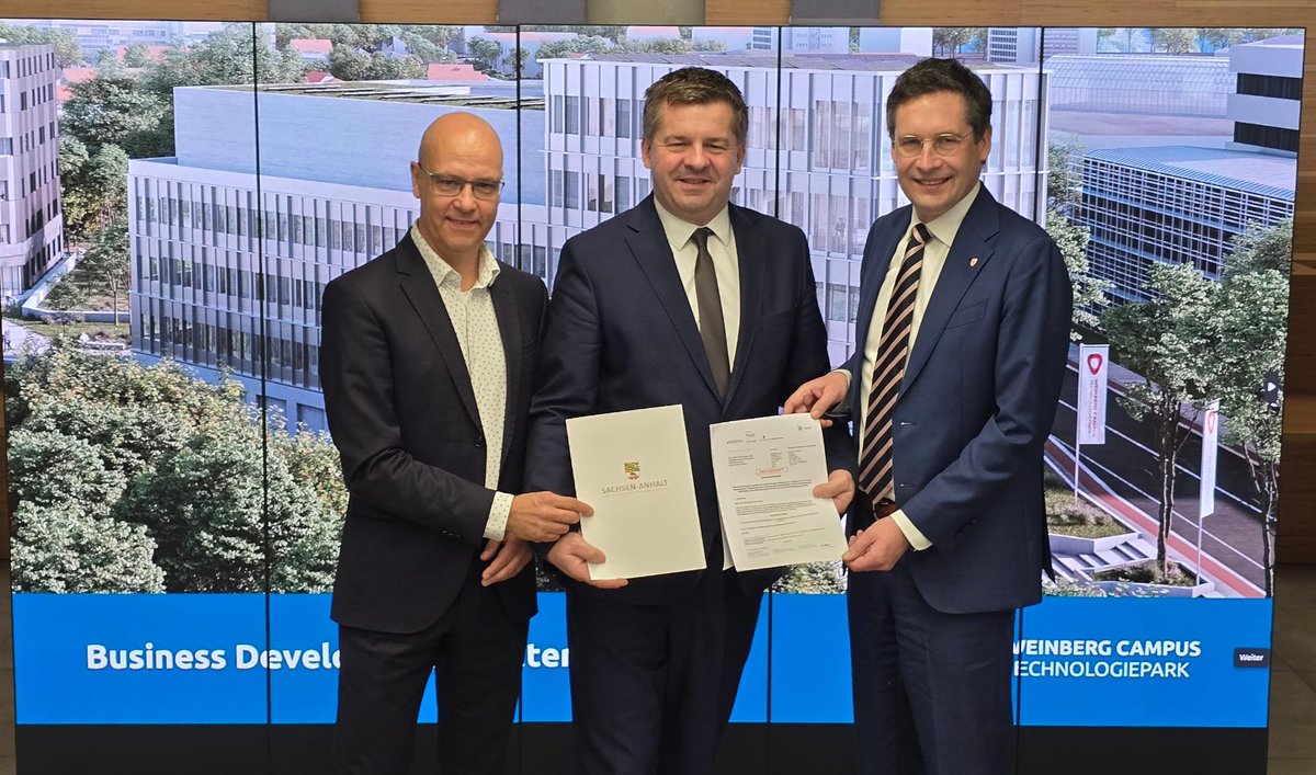 Fördermittel für Hightech-Laborgebäude am Weinberg Campus in Halle (Saale) übergeben – mit zwei weiteren Bauvorhaben werden insgesamt 150 Millionen Euro investiert, über tausend hochwertige Jobs geplant

dubisthalle.de/mehr-als-tause…