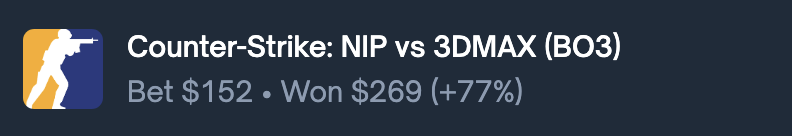 NFTonyy's tweet photo. let's keep printing on @Polymarket !! on the last week made a solid profits with high winrate!

#Polymarket #Prediction #CSGO #TradersLife https://t.co/ZRIVc9Asqp