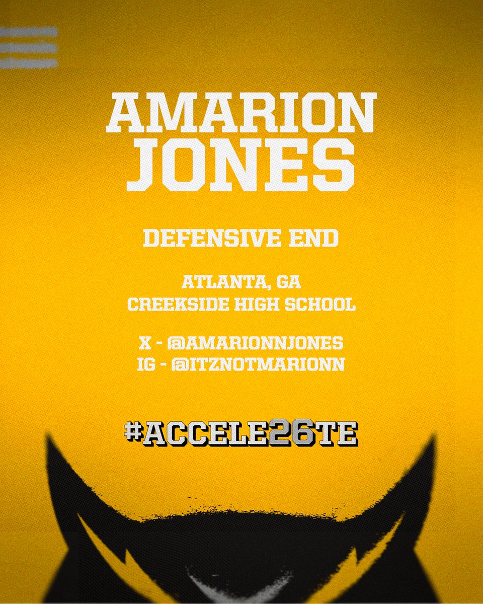 𝐖𝐞𝐥𝐜𝐨𝐦𝐞 𝐭𝐨 𝐭𝐡𝐞 𝐒𝐚𝐰!

⚫️<a href="/amarionnjones/">Amarion Jones</a>
⚫️6-3, 225
⚫️Atlanta, Ga.

#ACCELE26TE | #HootyHoo
