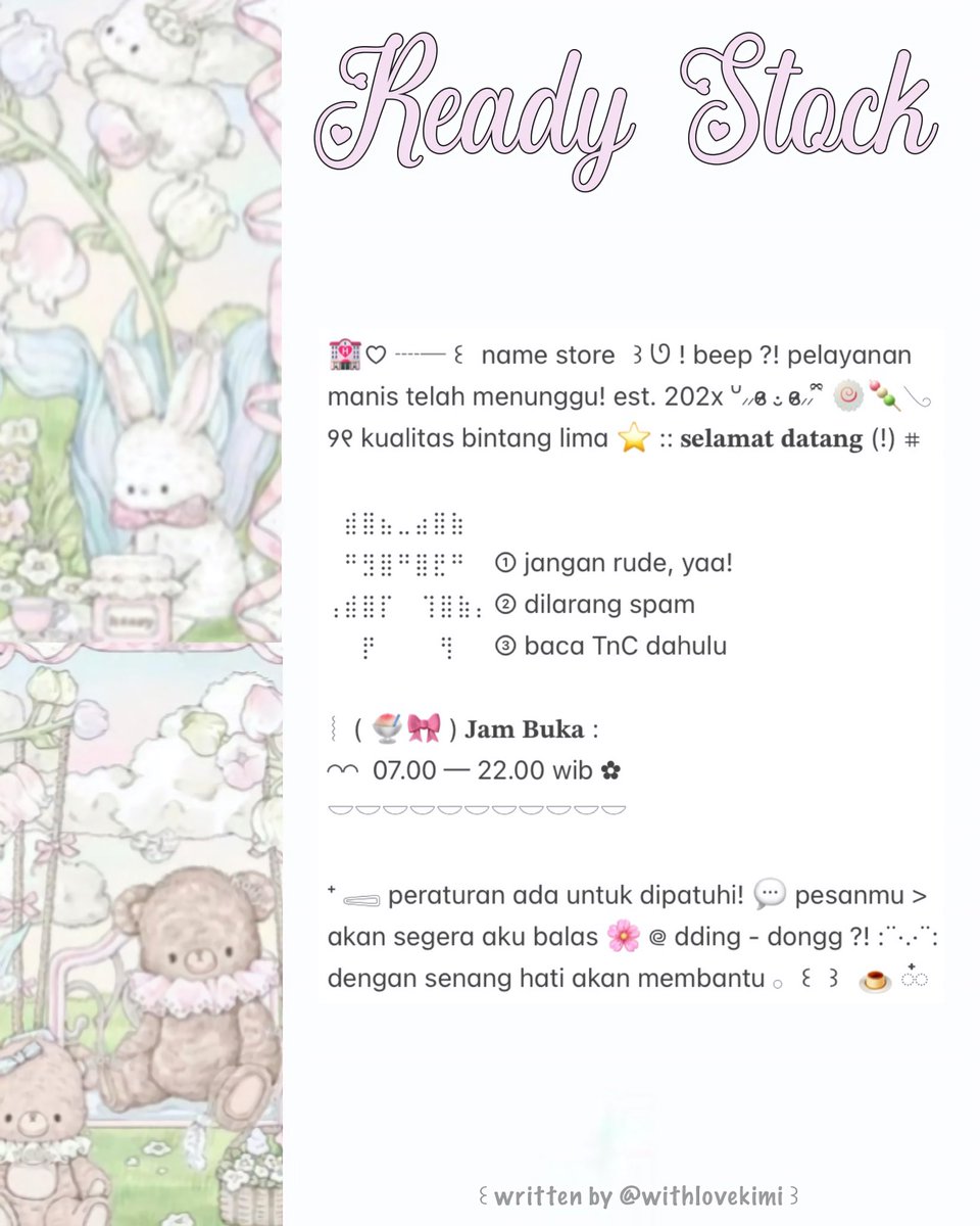 Heviou's tweet image. ⠀
⠀⠀⠀๋◌⠀꒰⁠⠀help⠀retweet?⠀merci!⠀꒱ ₊
⠀⠀⠀供された⠀::⠀꒰ ͜♥︎ ͜꒱⠀+ready stock
⠀⠀⠀wording welcome message or bio
⠀⠀⠀wabis! IDR. 6.500┊items. ₊ ︵  𓋹
⠀⠀⠀uhm?!𓈄⠀お願い⠀cek⠀the⠀ALT

⠀⠀⠀tagg. #zonauang #zonaba :¨ ·.· ¨:
⠀