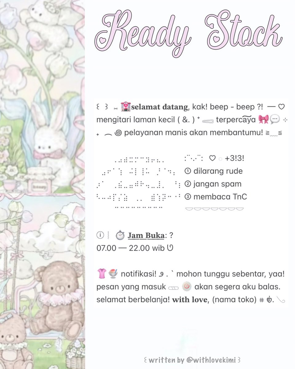 Heviou's tweet image. ⠀
⠀⠀⠀๋◌⠀꒰⁠⠀help⠀retweet?⠀merci!⠀꒱ ₊
⠀⠀⠀供された⠀::⠀꒰ ͜♥︎ ͜꒱⠀+ready stock
⠀⠀⠀wording welcome message or bio
⠀⠀⠀wabis! IDR. 6.500┊items. ₊ ︵  𓋹
⠀⠀⠀uhm?!𓈄⠀お願い⠀cek⠀the⠀ALT

⠀⠀⠀tagg. #zonauang #zonaba :¨ ·.· ¨:
⠀