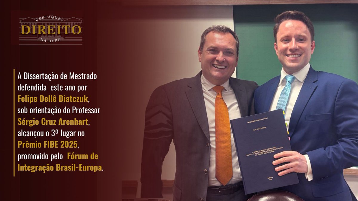 A premiação, promovida pelo Fórum de Integração Brasil-Europa, reconhece pesquisas de excelência em nível de Mestrado e Doutorado em Direito no cenário internacional. 
Confira mais sobre a premiação e acesse o resultado completo: forumbrasileuropa.org/premio-fibe/ 
Parabéns!