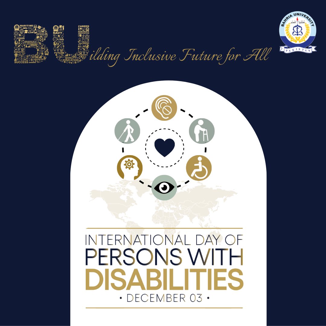 Bahria University stands for equal access, dignity, and opportunity for all. On the International Day of Persons with Disabilities, we reaffirm our commitment to creating inclusive learning spaces.

#InclusionMatters #AccessibleEducation #BUCares #EquityForAll #IDPD2025