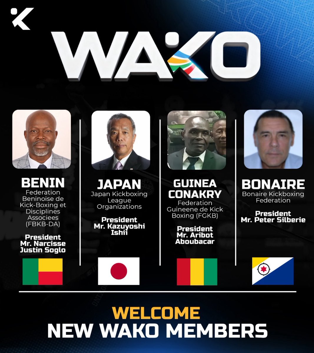 ishiikazuyoshi's tweet image. WAKO（IOC承認 世界キックボクシング連盟）より、
日本🇯🇵が正式に新加盟国として発表されました。

ここから日本キックボクシングリーグ（JKL）とともに、
世界の舞台へ挑んでいきます。

Japan 🇯🇵 has been officially welcomed as a new member of WAKO,
the IOC-recognised world governing body…
