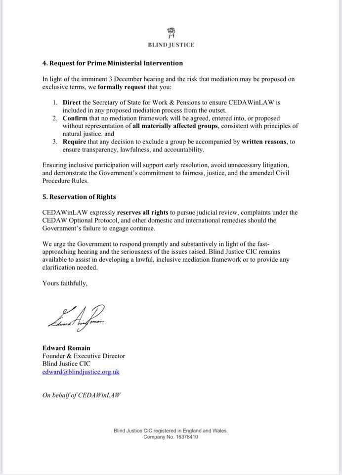 🌟The letter in the #50sWomen #CEDAWinLAW petition to uphold the rule of law, ensure inclusive justice, &amp; prevent the procedural exclusion of key stakeholder groups from any #mediation is in the photos ⬇️
+ you can read #CEDAWinLAW's letter to Bindmans ⬇️
change.org/p/secretary-of…