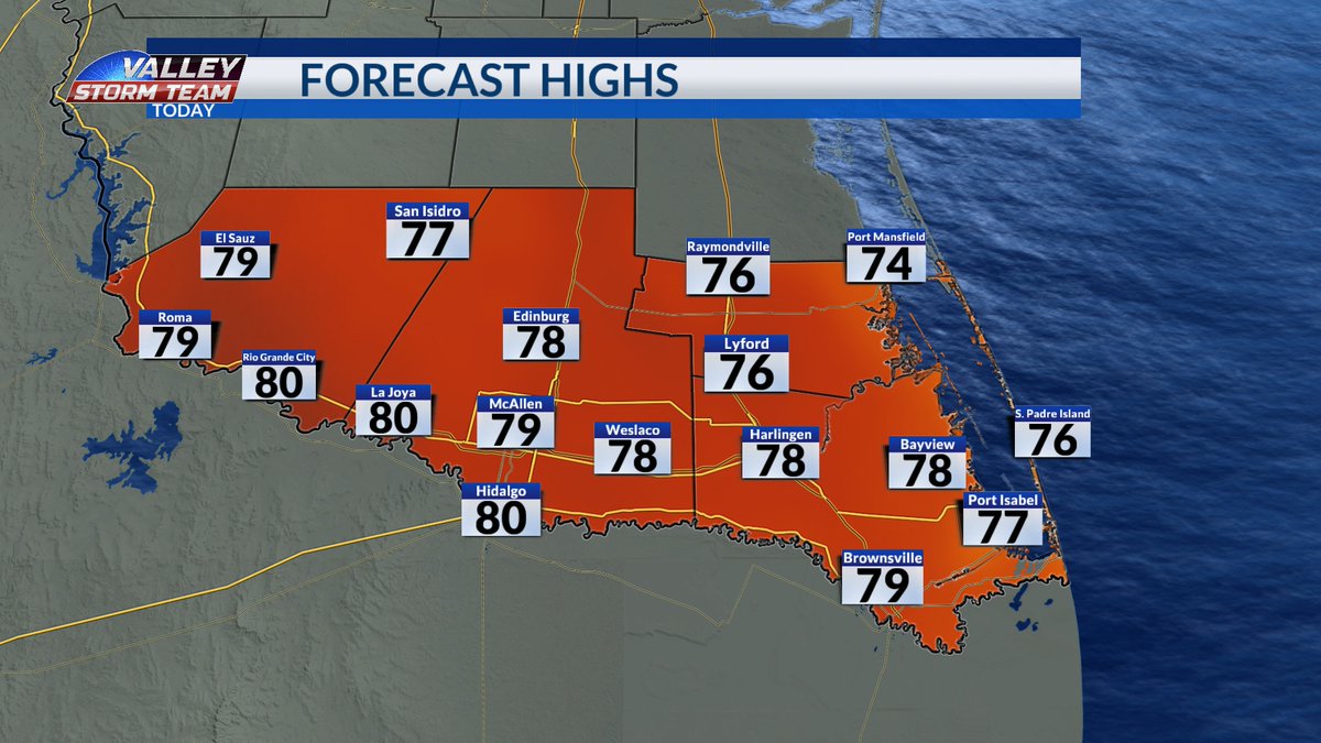 A tad bit warmer today thanks to a return of southeasterly winds. All day look for mostly cloudy skies with highs peaking in the upper 70s. Current conditions heading out the door? Mostly cloudy sitting in the upper 50s.