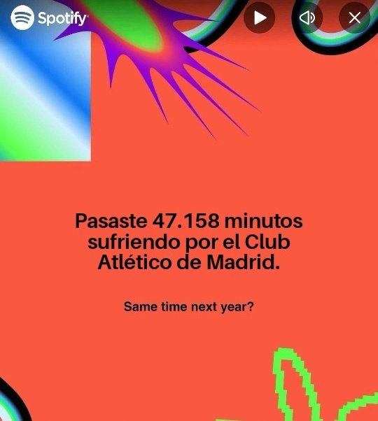 Pues ya ha salido el wrapped este de Spotify 

Graciassss <a href="/Atleti/">Atlético de Madrid</a>