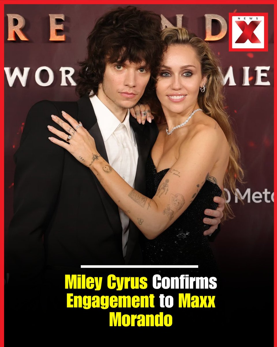 NewsX's tweet photo. After four years of dating, Miley Cyrus and musician Maxx Morando are officially engaged, ending weeks of speculation. Love is in the air!”
#MileyCyrus #MaxxMorando #Engaged #CelebrityNews #LoveStory #CoupleGoals https://t.co/eunLyQV2yW
