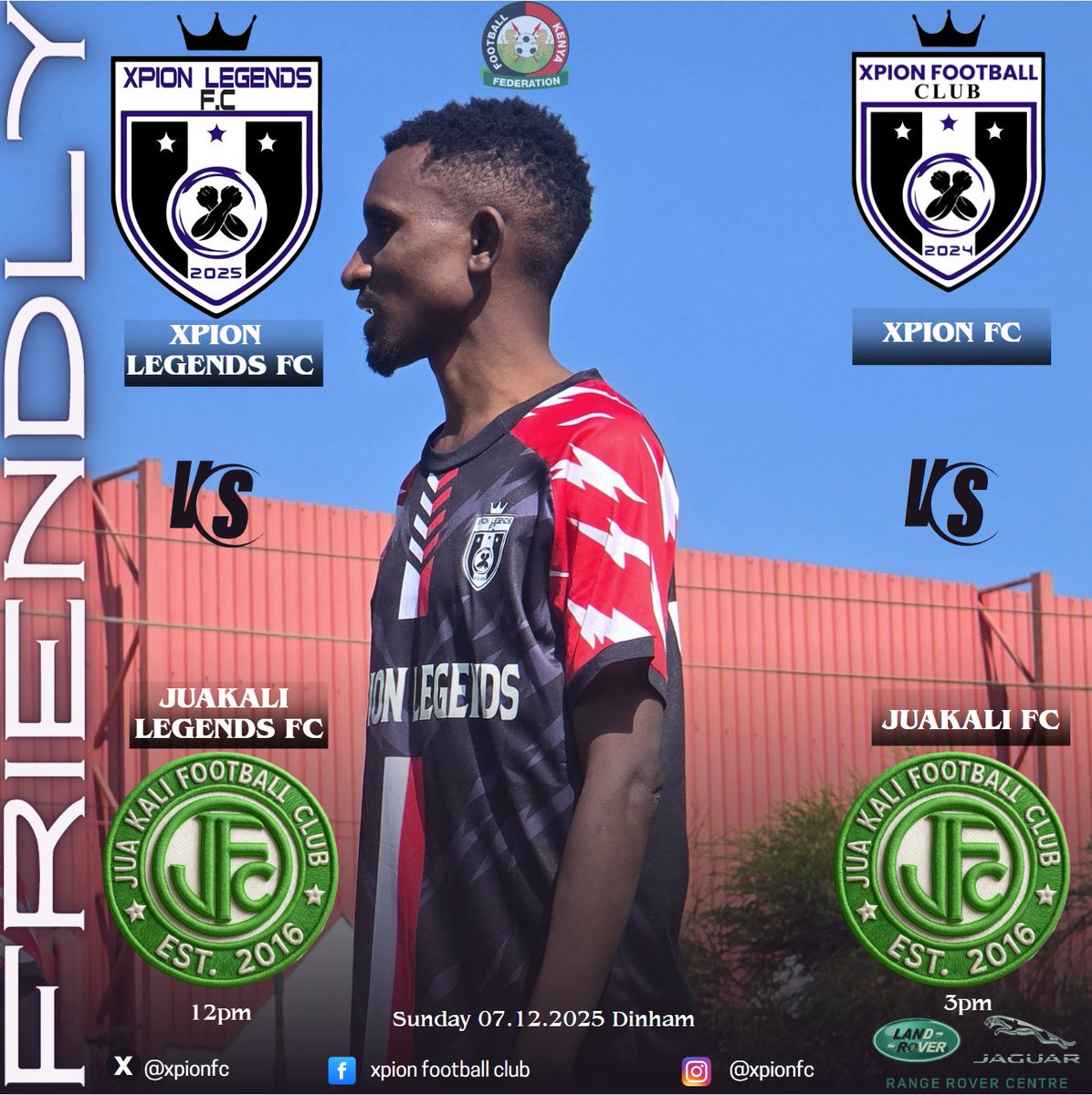 xpionfc's tweet photo. 🛑 FRIENDLY MATCH UPDATE! - THIS SUNDAY!💜⚽🔥

✅Xpion Football Club Legends 🆚 JUA KALI FC Legends - 12pm

✅Xpion Football Club 🆚 JUA KALI FC  - 3pm

⌚️ 12pm &amp; 3pm
🏟️ Dinham Grounds
📅 Sunday 7th December

 Powered by Range Rover Centre and Jorams nails &amp; Hair Salon https://t.co/acl2B8cpGw