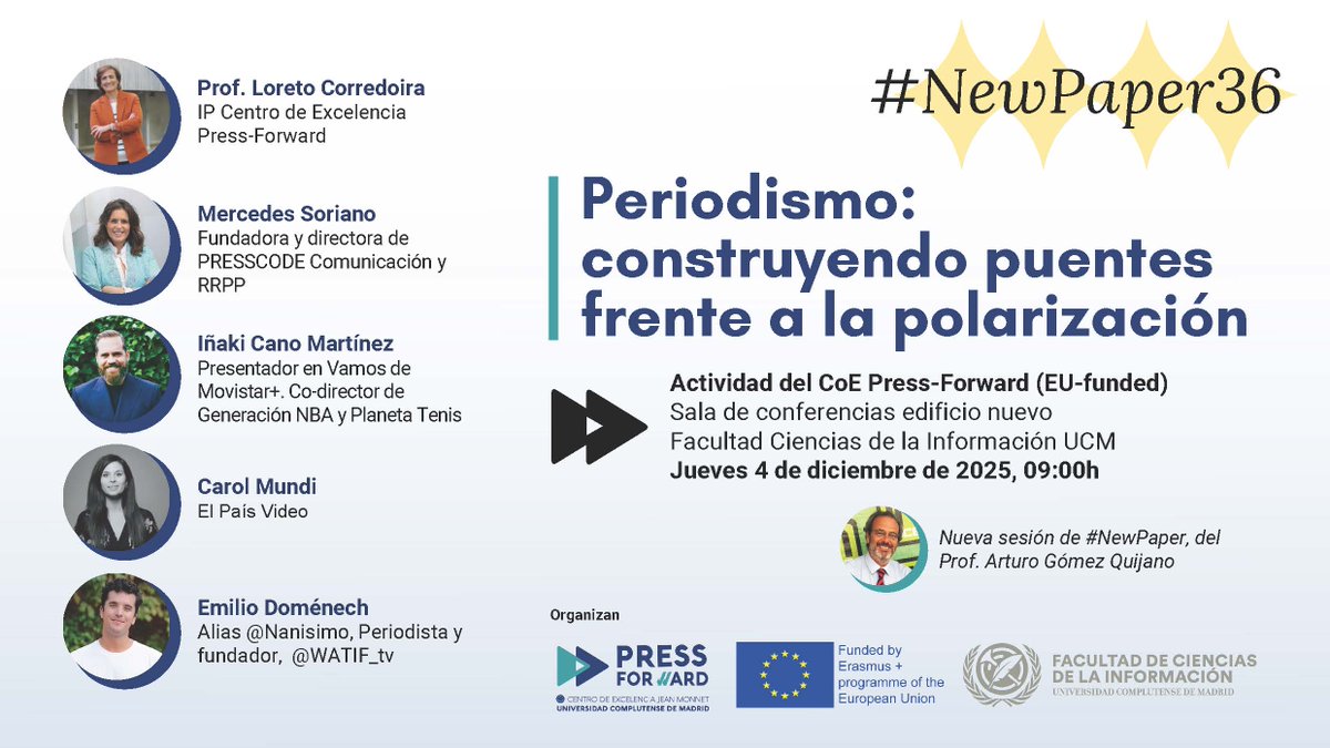 ArturoGomezQuij's tweet image. Mañana hablaremos de esto en #NewPaper36 con @Nanisimo, @carolgMundi , @ICano14 y Mercedes Soriano de @PresscodePR 
En @UCMccinf otra conferencia @NewPaper_