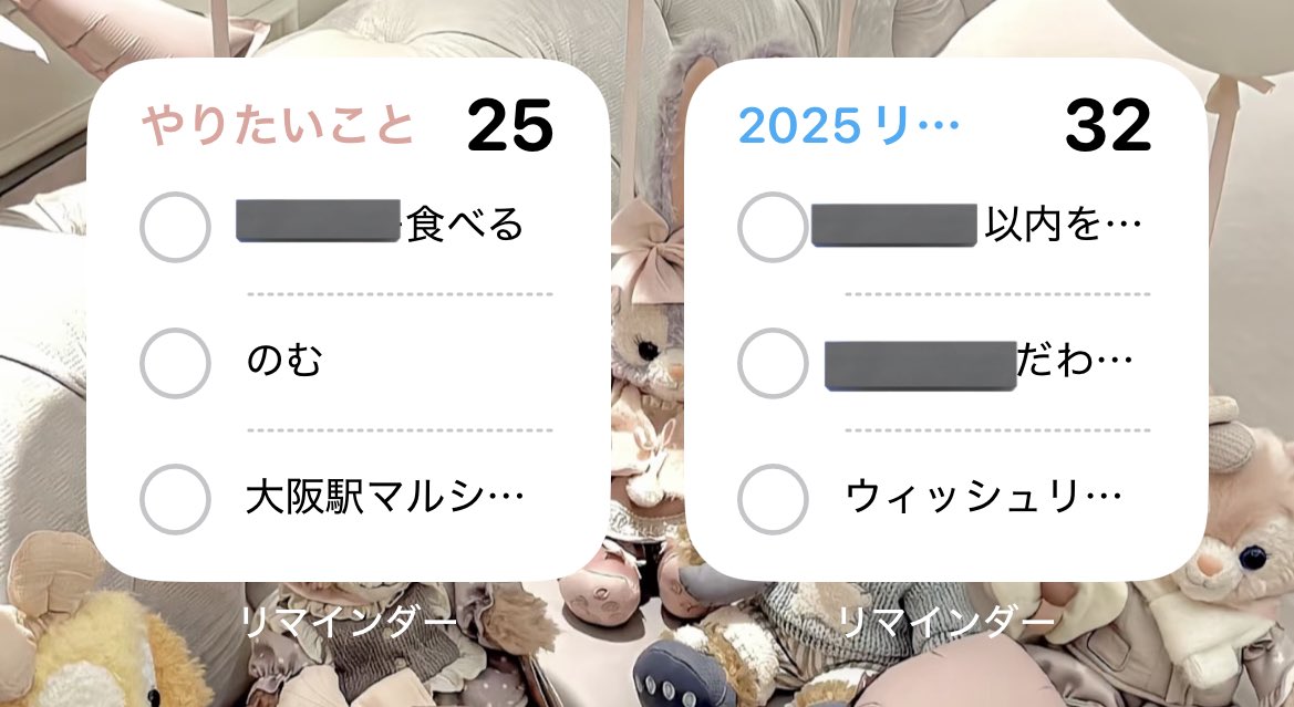 mogumogu6u6_'s tweet photo. アプリはiPhoneのリマインダーを使ってます›⩊‹🤍私は『やりたいこと』（食べたいものなど）『2025リスト』（年間通しての目標）『リマインダー』（必要なもの忘れてはいけないこと）で分けてホーム画面にウィジェット追加してます🦢✨画像も貼れるのでおすすめです🙂‍↕️✨ https://t.co/36gyBktGni