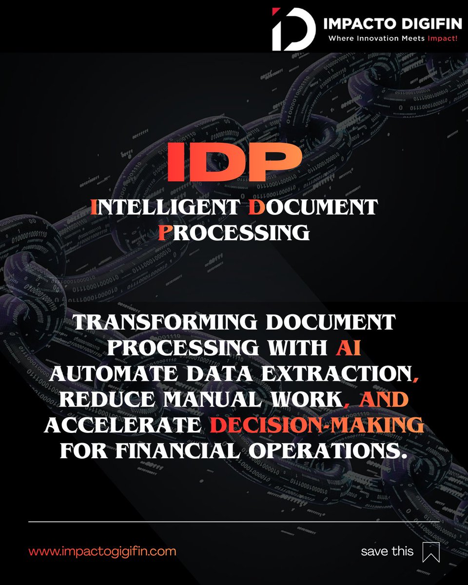 IDigifin's tweet photo. Unlock faster, smarter and fully automated document processing with AI-powered IDP.

#DigitalTransformation #IntelligentAutomation #IDP https://t.co/c7ZsIsJQJ3