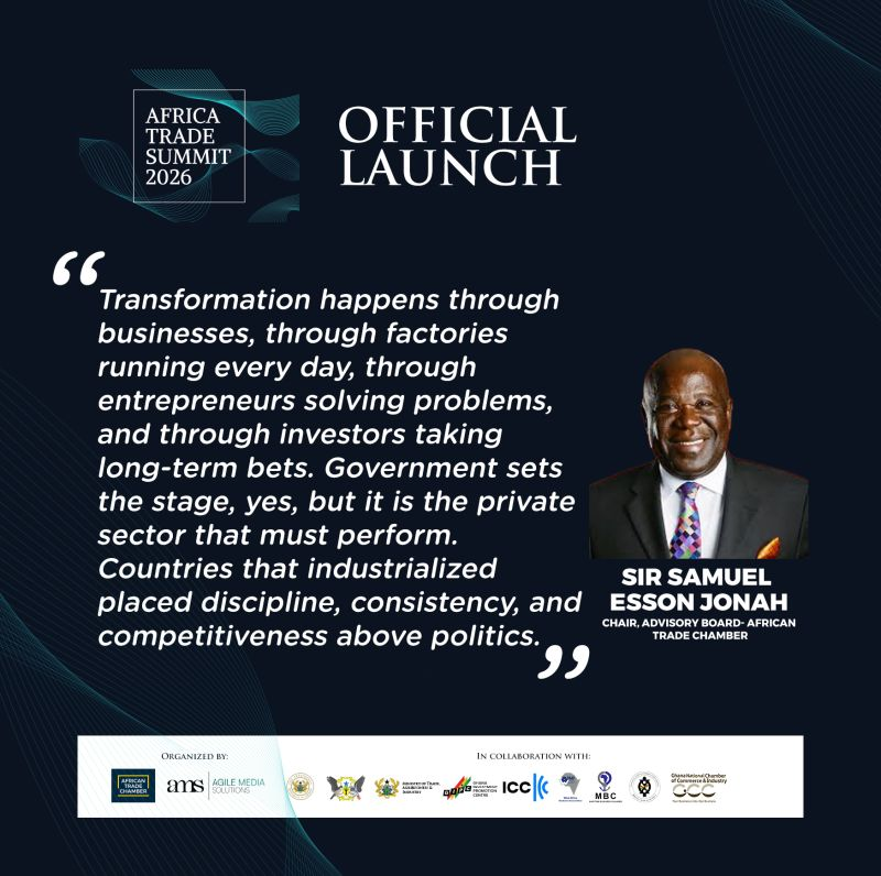 AT__Summit's tweet photo. Excerpts from the Official Launch of the Africa Trade Summit 2026:
Sir Sam Jonah, Chair of the Advisory Board of the African Trade Chamber

"The Private Sector Must Perform"

#ATC #AfricaTradeSummit #AfricanTrade #PrivateSectors https://t.co/faRSjc5RX6