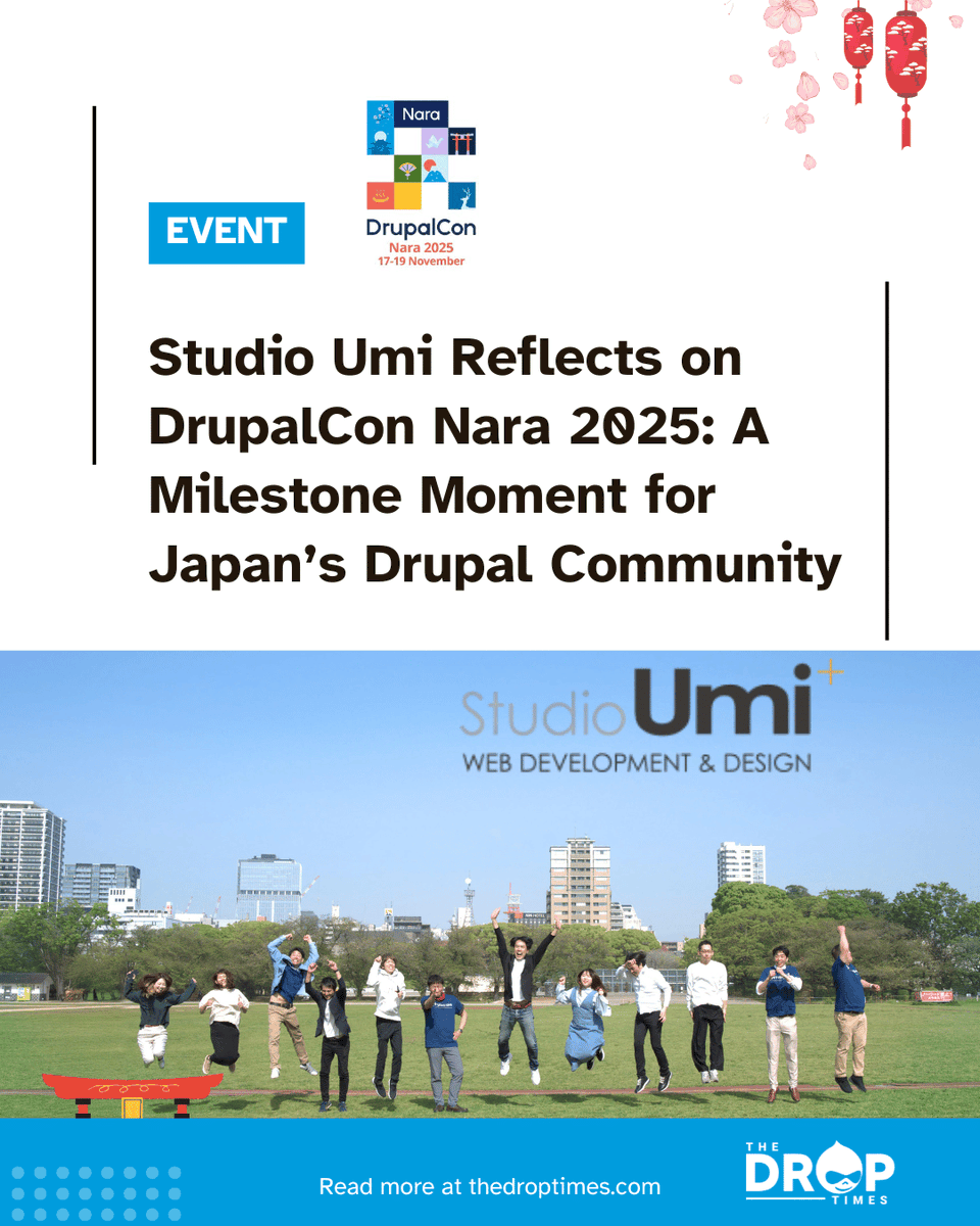 thedroptimes's tweet image. 🇯🇵 Studio Umi reflects on @DrupalConAsia  Nara 2025: 15+ years in Drupal, Acquia cert leadership, booth + talk.

Even Dries joined their “Drupal experience board”!

Full story → bit.ly/4pDONo6 

#DrupalConNara #DrupalJP #DrupalCommunity #OpenSource