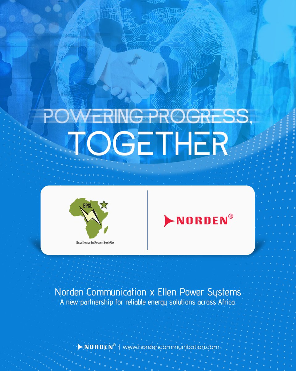 NordenGlobal's tweet image. Norden &amp;amp; Ellen Power Systems unite for reliable, cutting-edge UPS solutions fueling East Africa’s growth. Power your business without limits! 
Join insights: whatsapp.com/channel/0029Va… #PowerSolutions #EnergyInnovation #UPSTechnology #BusinessGrowth #NordenCommunication