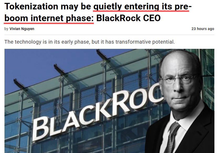 BlackRock CEO'su Larry Fink: “Her şeyin tokenleştirilmesi"ni 90'lardaki internete benzetiyor.

Bu inovasyon değil. Programlanabilir kontrol.
Her varlık.
Her işlem.
Her kişi.
Etiketlendi, 
izlendi ve merkezi olarak yönetildi.

İşte şimdi tam bu oluyor. Uyarılmadığınızı söylemeyin.