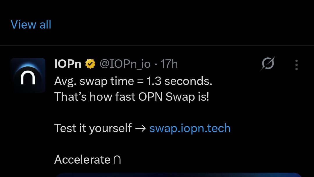 leaf_swan's tweet image. I've always complimented @IOPn_io   chain for its speedy transactions, and I thought I was the only one who noticed, apparently the team confirmed it's as fast as 1.3 SEC. 

If you're wondering why they're focusing on this, it's simple: speed is adoptive, easily makes you prefer…