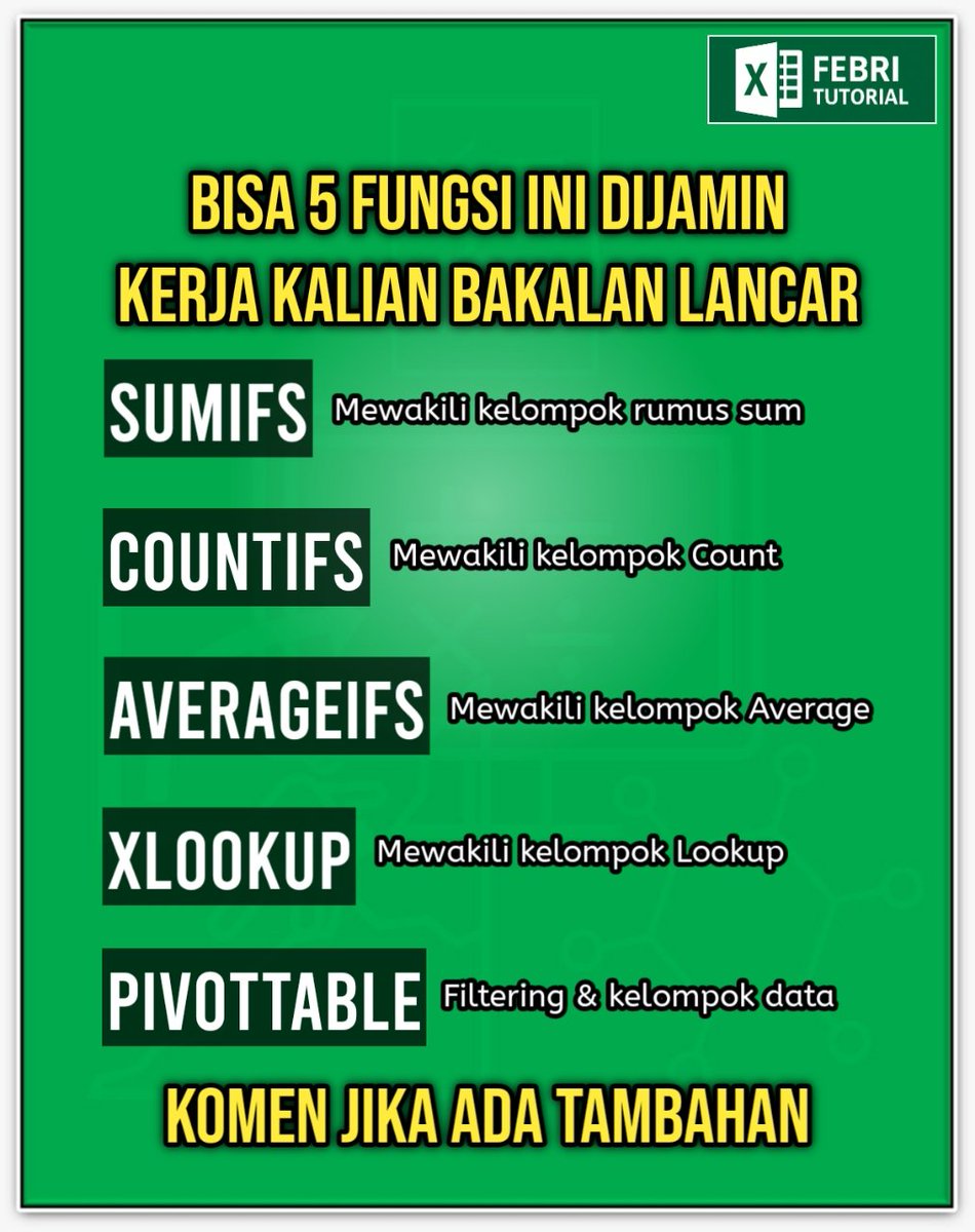 febri_tutorial's tweet image. Mau Jadi Master Admin, Pahami 5 Fungsi ini !
#Febriexcel #Excelformula #excelfunctions