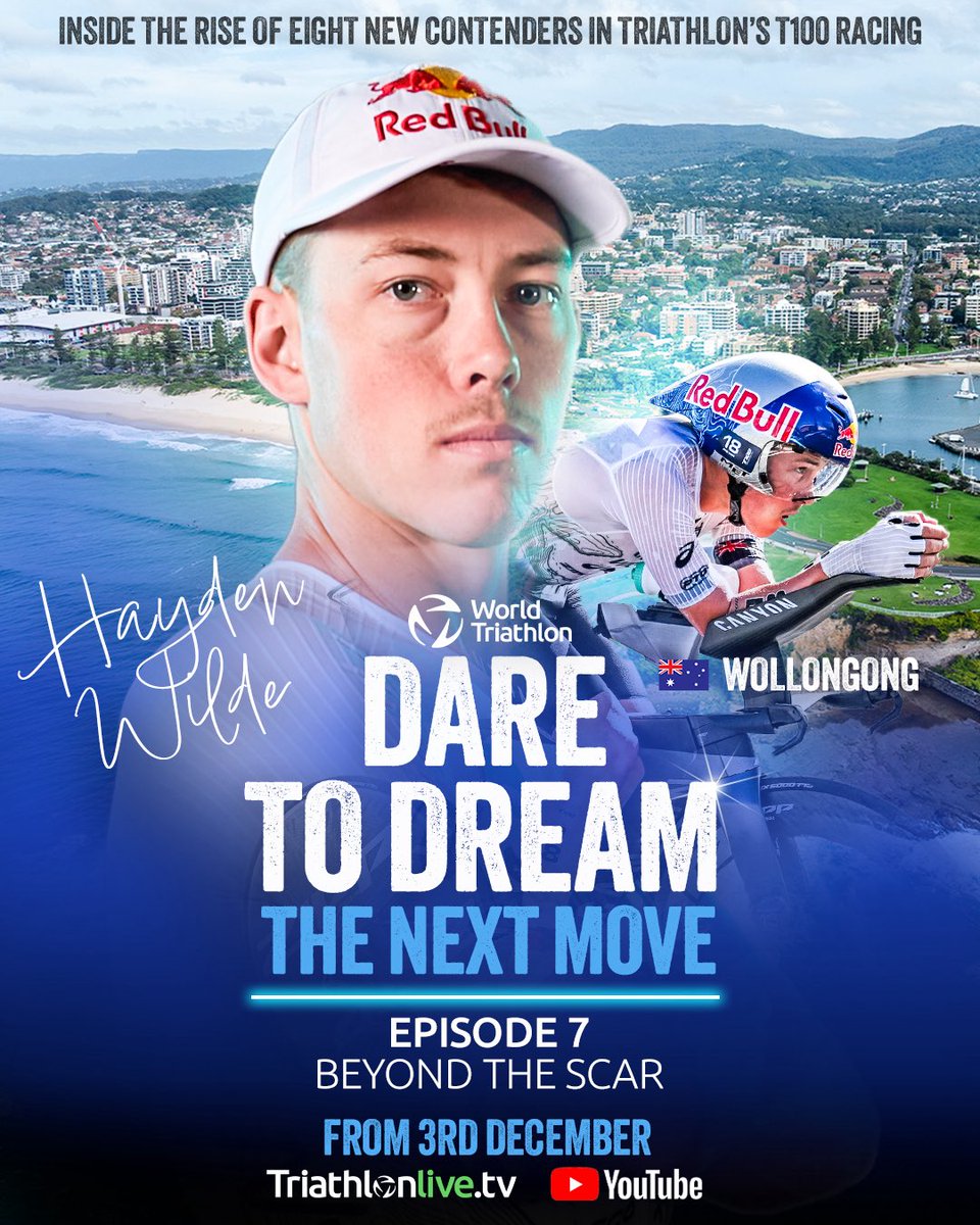 worldtriathlon's tweet image. Follow Paris 2024 Olympic silver medalist Hayden Wilde 🇳🇿 as he continues to deliver at this year’s T100 World Tour in the Wollongong T100 🥇

🎥 Episode 7: “Beyond the Scar” premieres TONIGHT — 7pm UK / 8pm CET 

#DareToDream #TheNextMove #HotShot #Triathlon